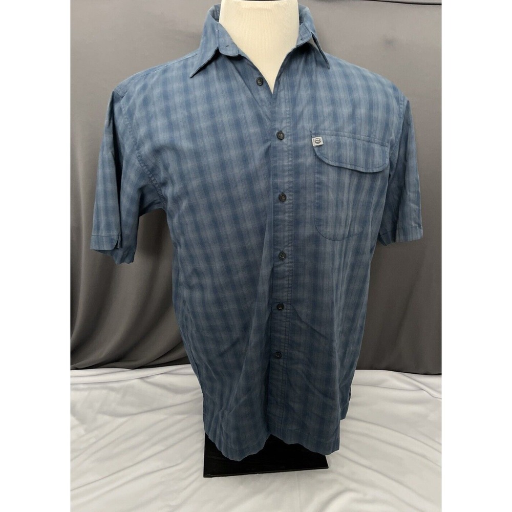 Wrangler Men's Size M Medium Blue Plaid Short Sleeve Button Up Outdoor Shirt